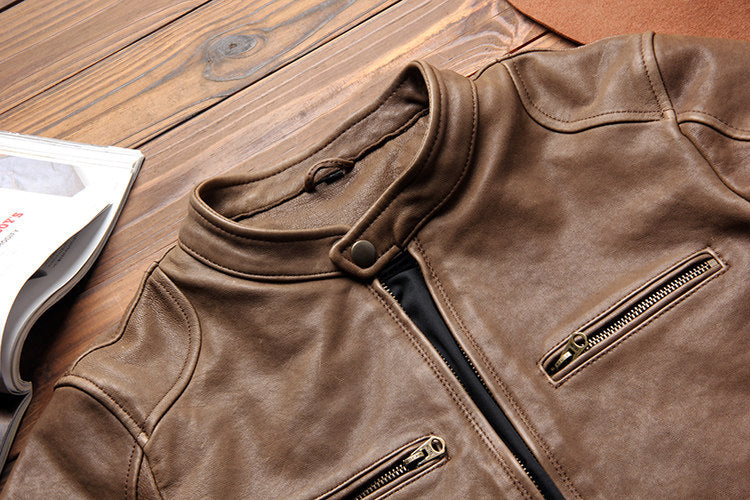 ２色展開☆植物タンニン鞣しシープレザー シングルライダースジャケット☆ L～5XL
