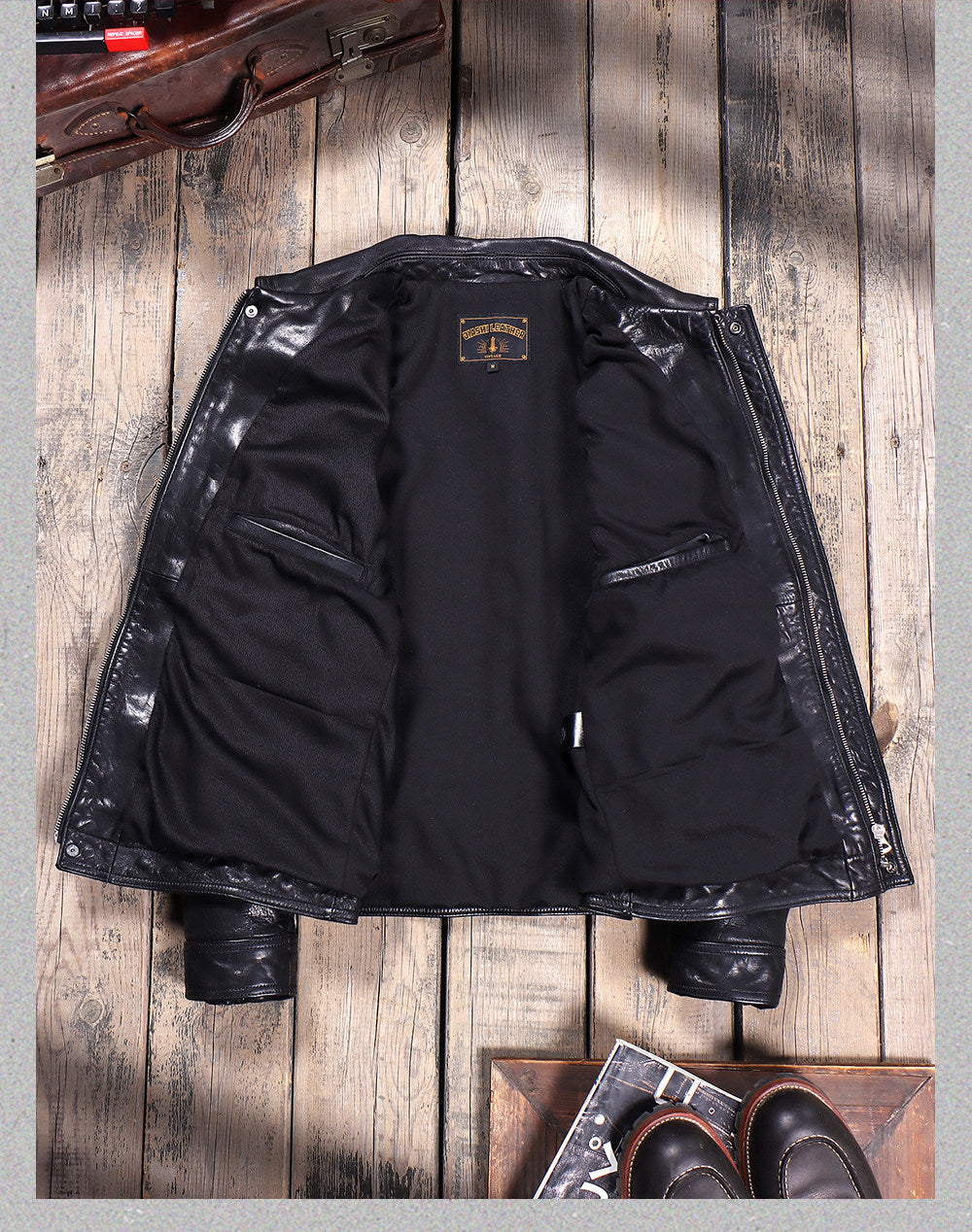 ヴィンテージ復刻スタイル◇植物タンニン鞣しイタリア産カーフレザー ジャケット◇M～4XL