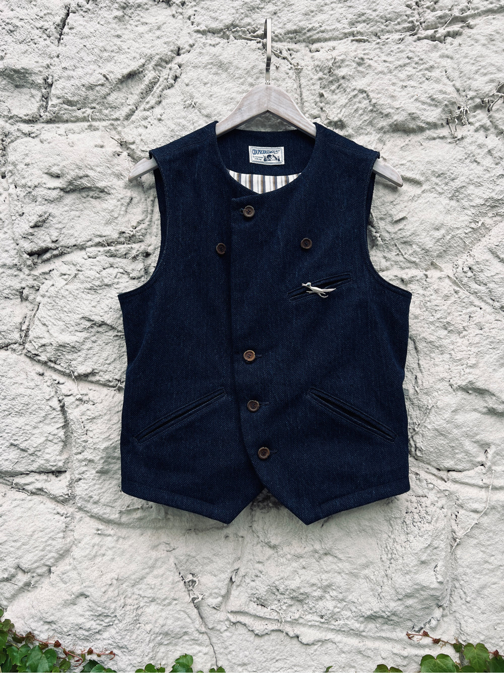 ◆刺し子地 藍染め ワークベスト S～4XL◆