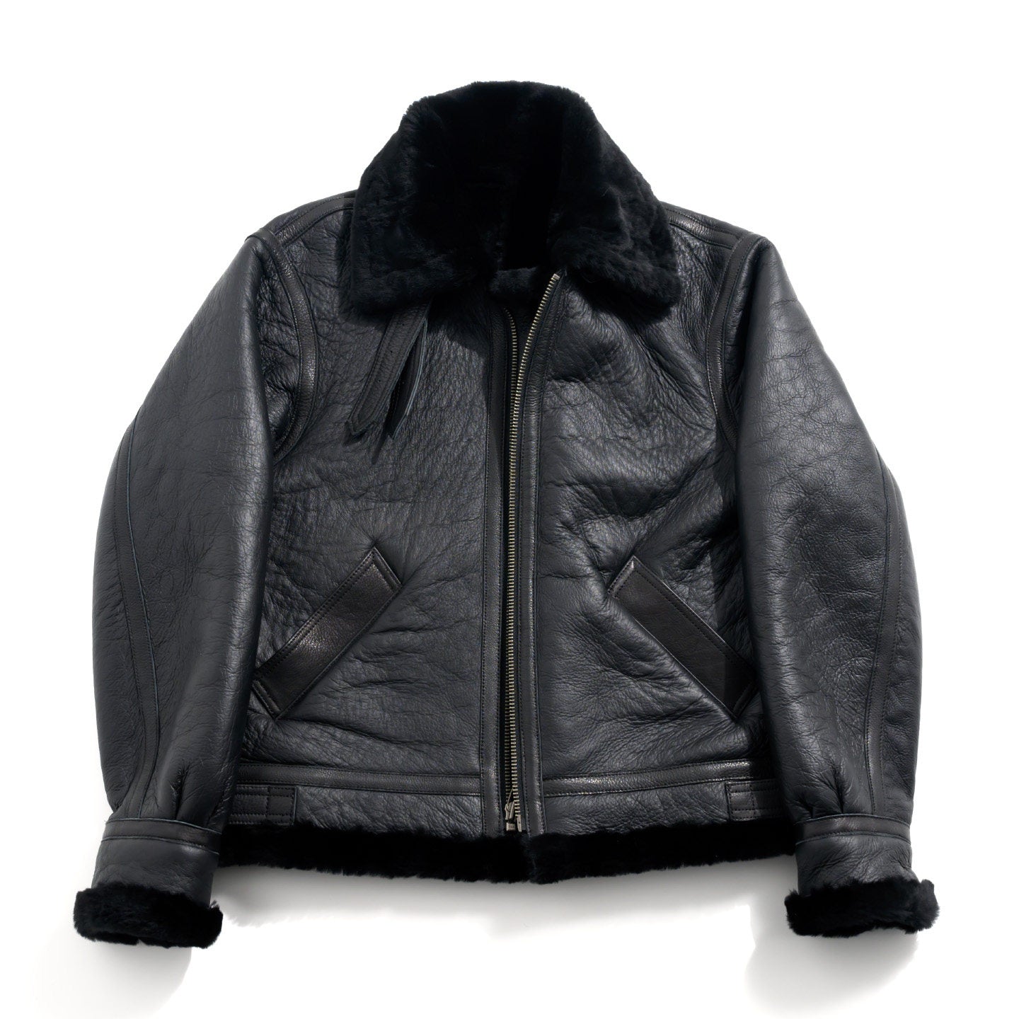 ☆オーストラリア産ムートン オールブラック B-3フライトジャケット☆M～3XL