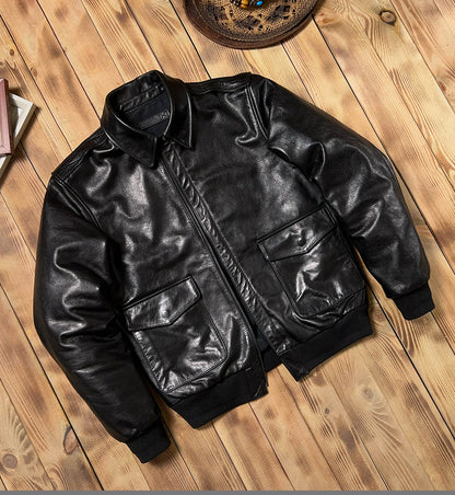 ◇◇ヴィンテージ復刻 オイルフィニッシュカウレザーA-2ジャケット◇◇M~5XL