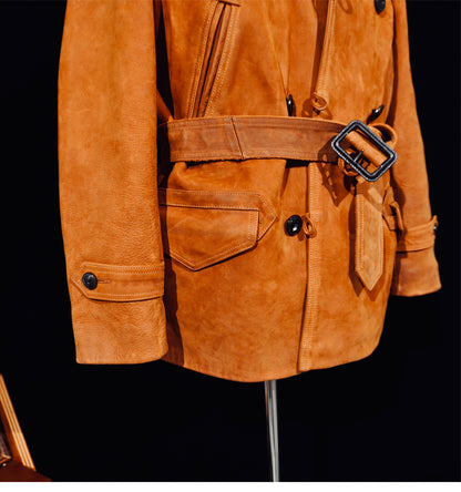 ★カウレザー×ムートン使用 ランチコート★S～4XL