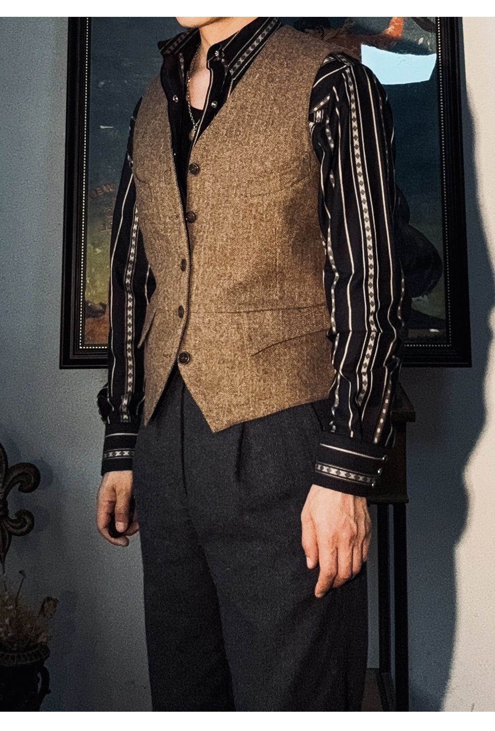 ◇クラシカル ウールヘリンボーン ベスト◇ S～4XL