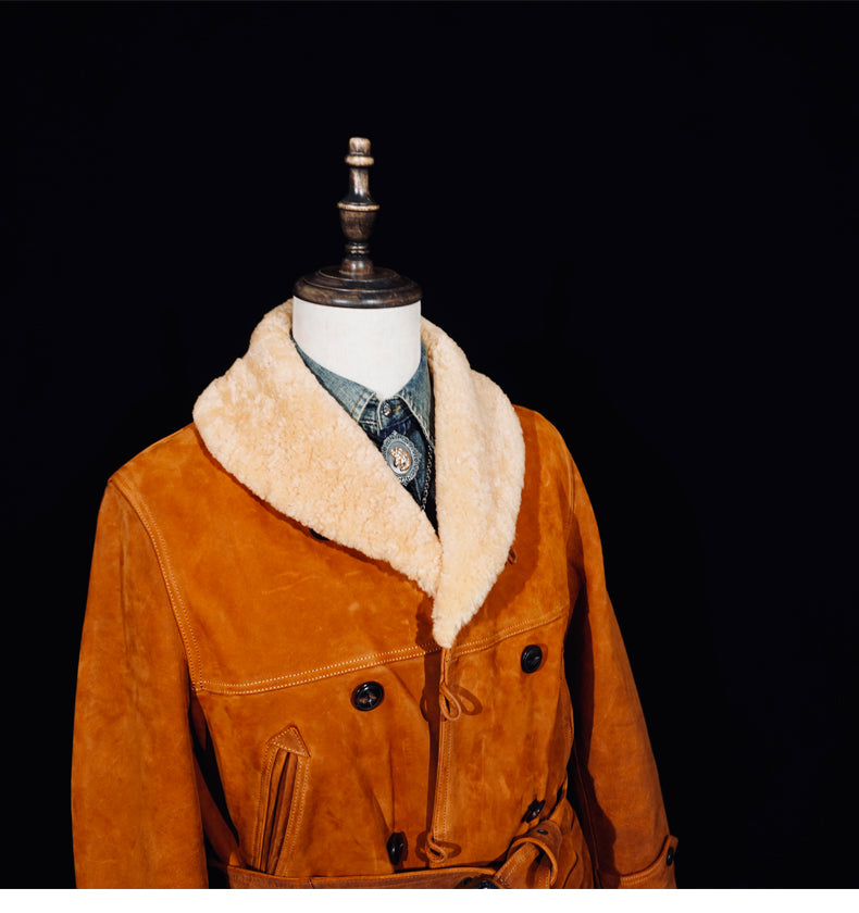 ★カウレザー×ムートン使用 ランチコート★S～4XL