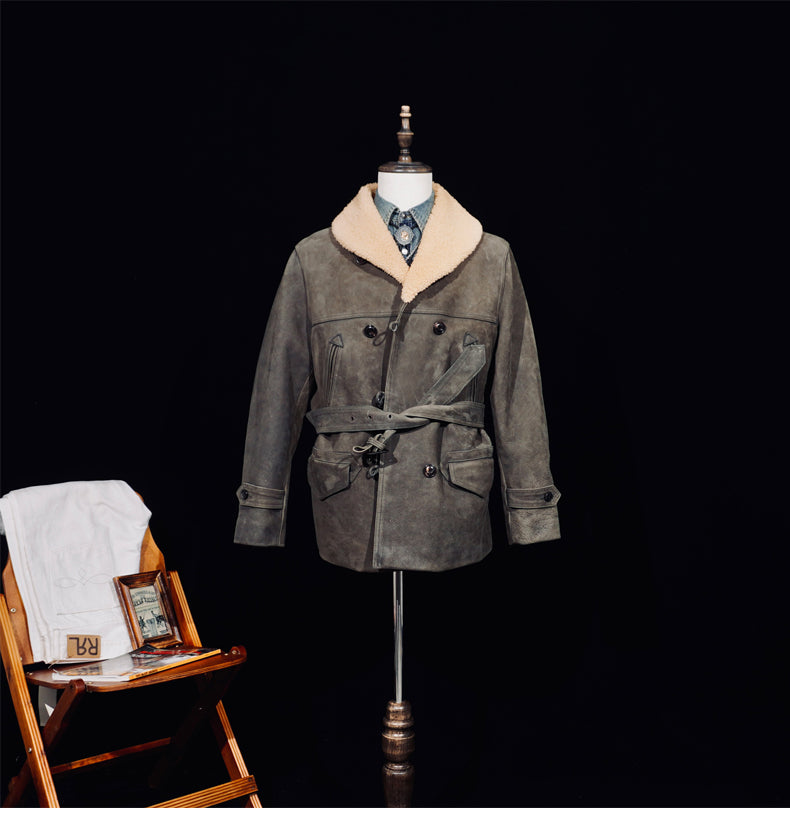 ✩カウレザー×ムートン使用 ランチコート✩S～4XL