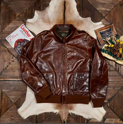▲ヴィンテージ復刻 植物タンニン鞣しカーフレザー A-2ジャケット▼