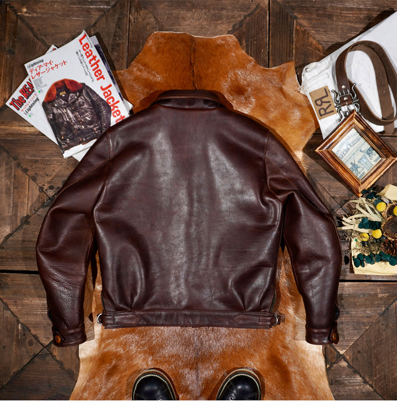 ドイツ軍復刻 エーリヒ・ハルトマン ヌバックレザージャケット 革ジャン Sサイズ ◇ドイツ空軍復刻 エーリヒ・ハルトマン モデル カウレザー