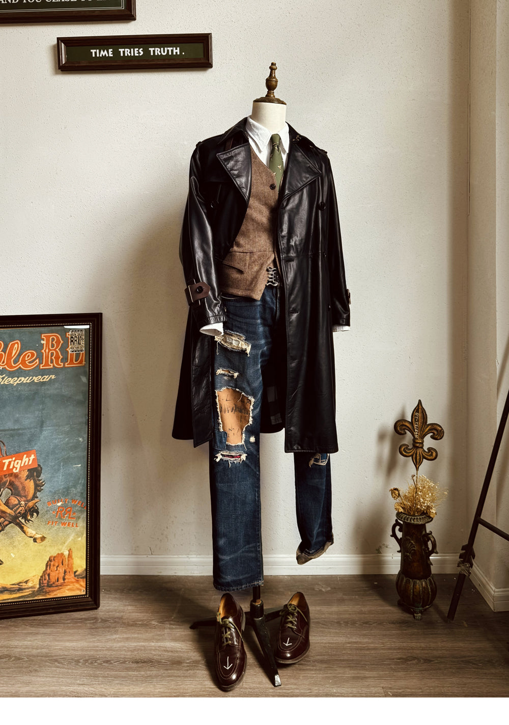 ◇ヴィンテージ復刻 日本産カウレザー モーターサイクルコート◇S～3XL