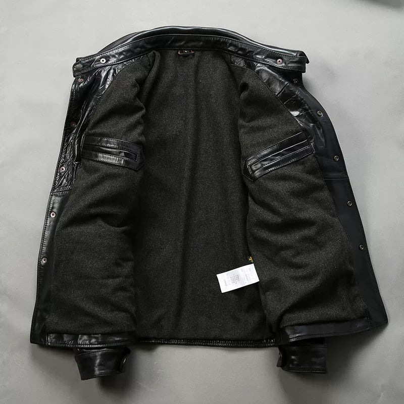 △ヴィンテージ復刻型 茶芯ホースハイドレザー カーコート▽M～4XL