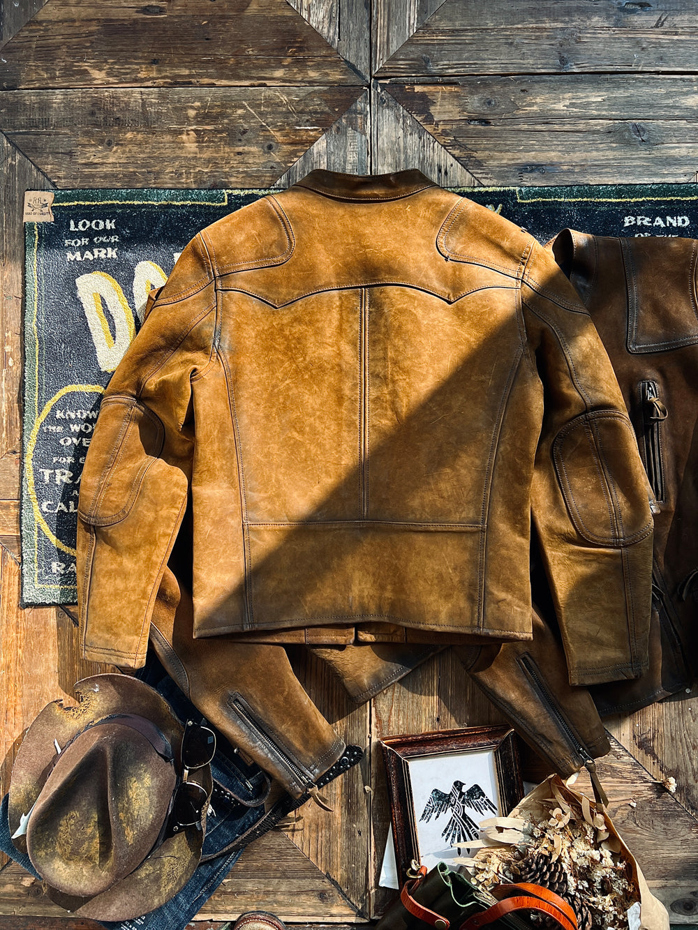 レザー シングルライダース ジャケット キャメルカラー S～4XL