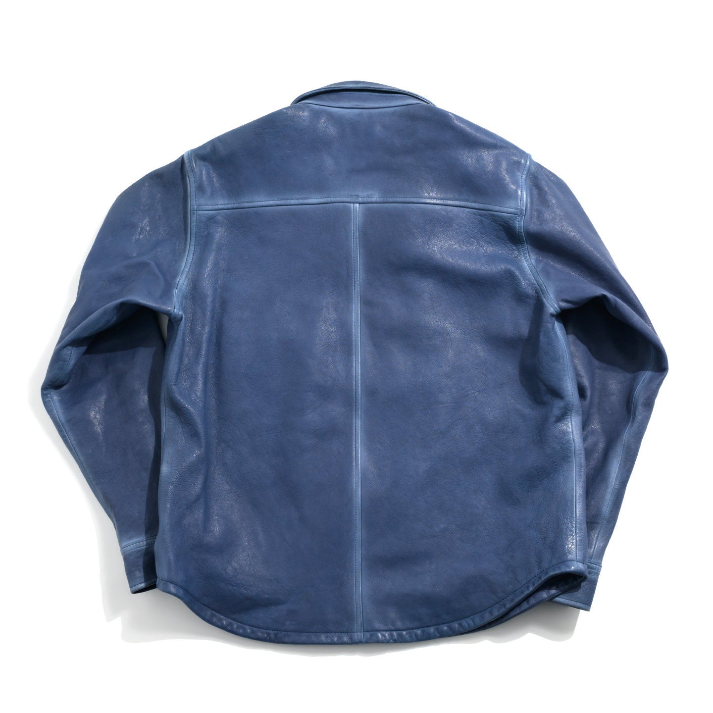 ☆絶妙な色味の枯れたブルーカラー☆シープレザー シャツ☆M～3XL