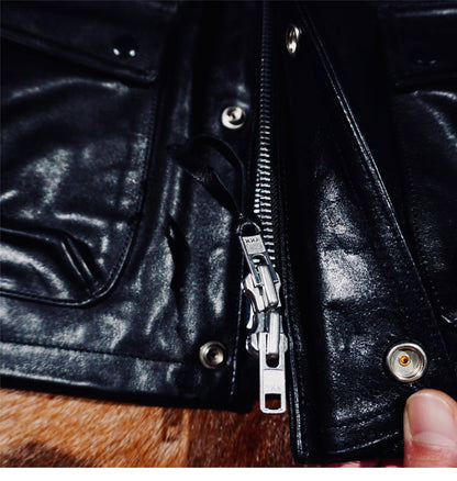 ✩細部のディテールまで完璧な拘り 植物タンニン鞣しホースハイドレザーモーターサイクルジャケット✩S～4XL