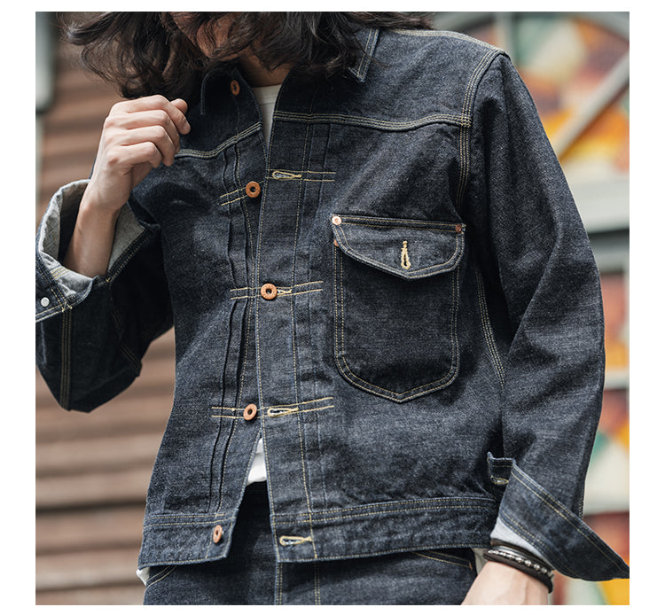 ▲1st型 506モディファイモデル/14.5OZ 三本針ステッチング セルビッチデニムジャケット▼サイズ36～46