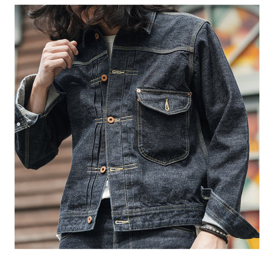 ▲1st型 506モディファイモデル/14.5OZ 三本針ステッチング セルビッチデニムジャケット▼サイズ36～46