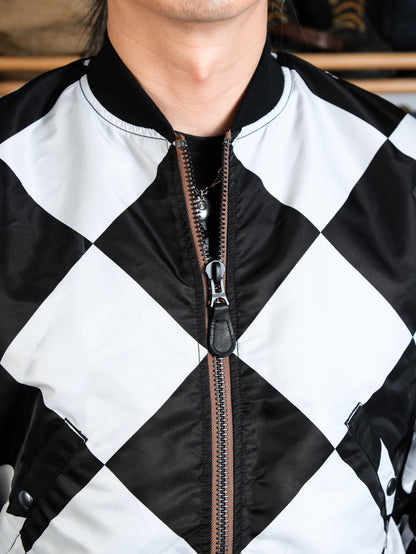 ▲リバーシブルデザイン チェッカー柄MA-1ジャケット▼S～2XL