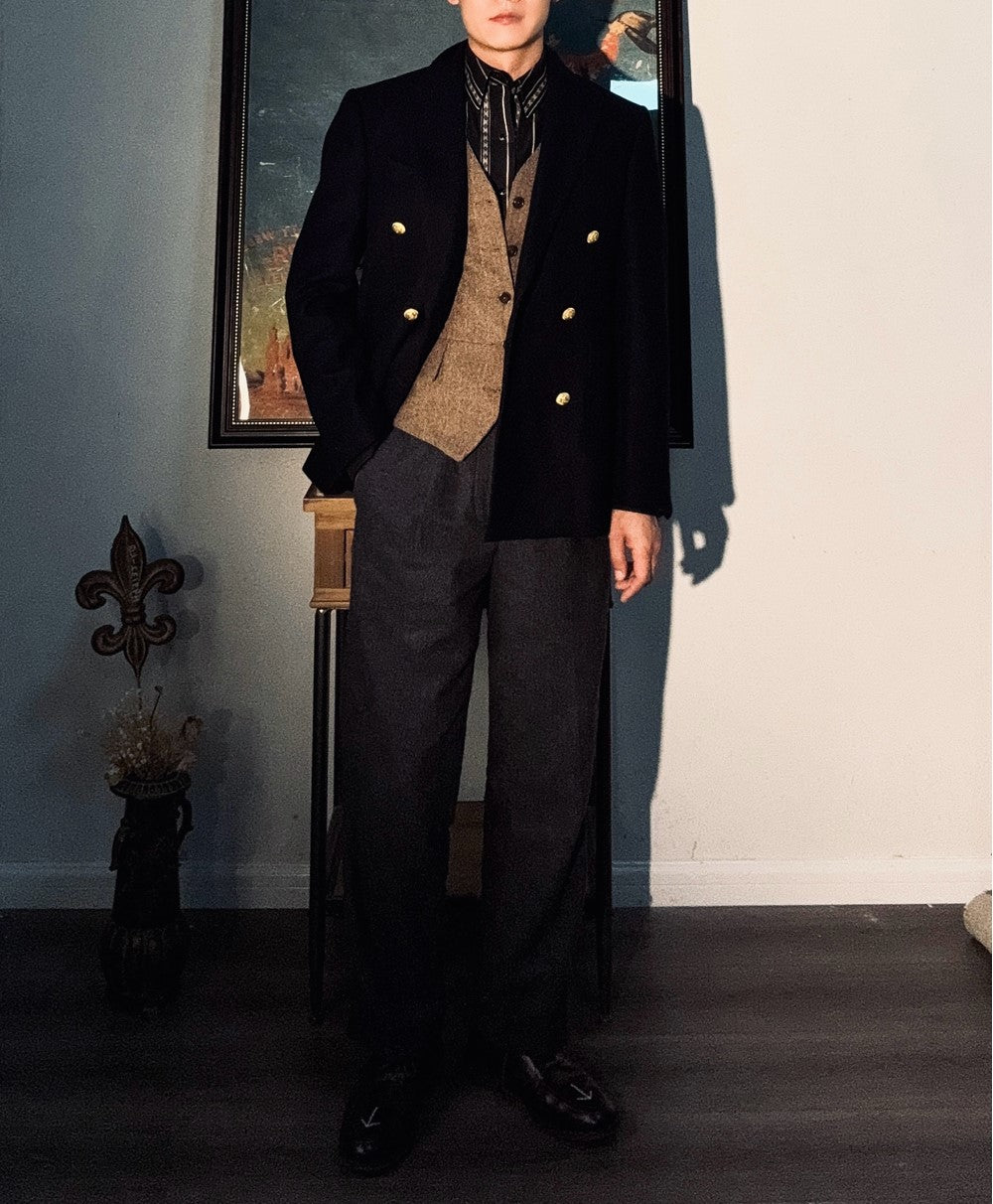 ◇クラシカル ウールヘリンボーン ベスト◇ S～4XL