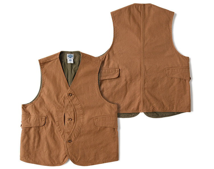 2色展開★ヴィンテージ復刻 13OZ コットン ハンティングベスト★S～2XL