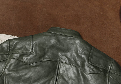 オイルカウレザー シングルライダース ジャケット M～4XL