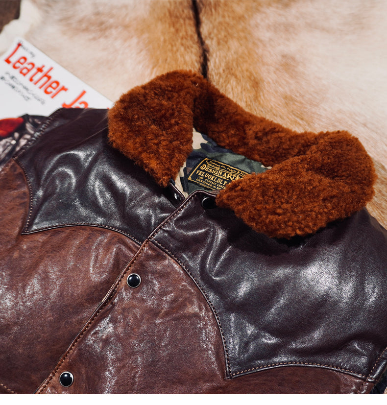 ◇植物タンニン鞣し ウォッシュ加工 シープレザーシープレザーダウン ベスト◇ S～4XL