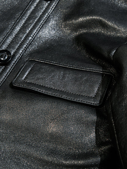 ☆ヴィンテージ復刻デザイン ゴートレザー コルビジェジャケット/ブラック☆S～3XL