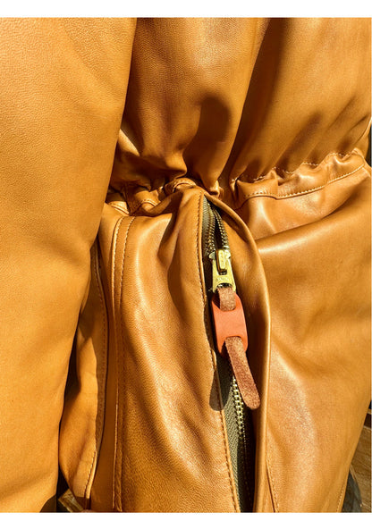 ◇イタリア産シープレザー使用 水染めレザーダウンジャケット◇ M～XL