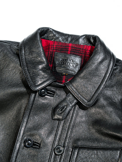 ☆ヴィンテージ復刻デザイン ゴートレザー コルビジェジャケット/ブラック☆S～3XL