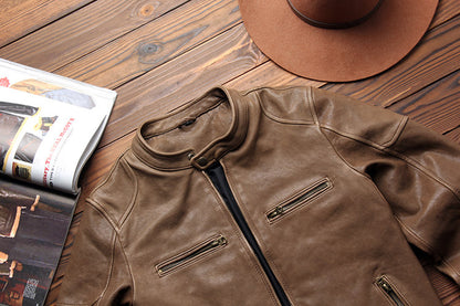 ２色展開☆植物タンニン鞣しシープレザー シングルライダースジャケット☆ L～5XL