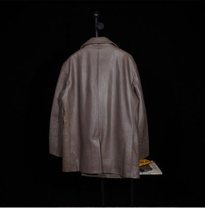 絶妙な色味の２色展開▲ヴィンテージ復刻スタイル カウレザー  Pコート▼XL～3XL