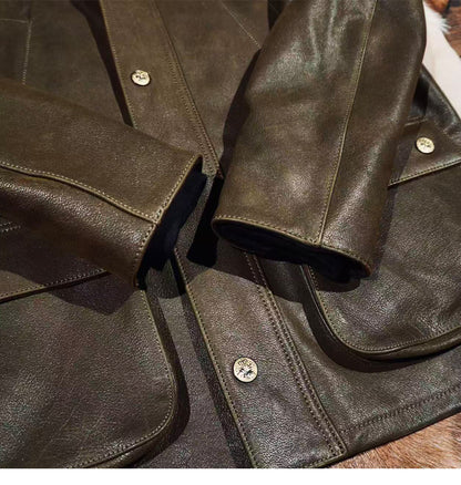 ３色展開▲細部のディテールまで完璧な拘り▲カウレザー ジャケット▼M～4XL
