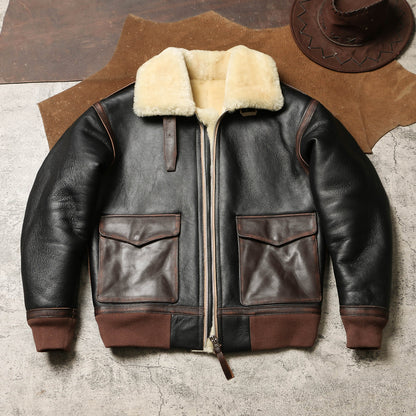 ☆オーストラリア産ムートン 切り替えA-2フライトジャケット☆S～3XL