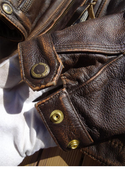 昨シーズン物売り切りSALEプライス◆1930's VINTAGE復刻デザイン茶芯 カウレザー スポーツジャケット◆S~5XL