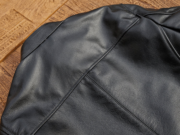 カウレザー シングルライダースジャケット  Ｍ～5XL ブラック