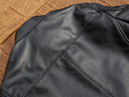 カウレザー シングルライダースジャケット  Ｍ～5XL ブラック