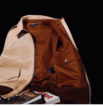△ヴィンテージ復刻 植物タンニン鞣し カーフレザー A-2ジャケット▽S～4XL