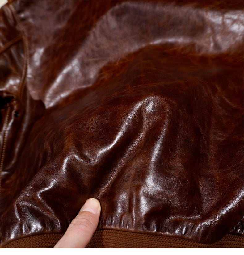 ▲ヴィンテージ復刻 植物タンニン鞣しカーフレザー A-2ジャケット▼