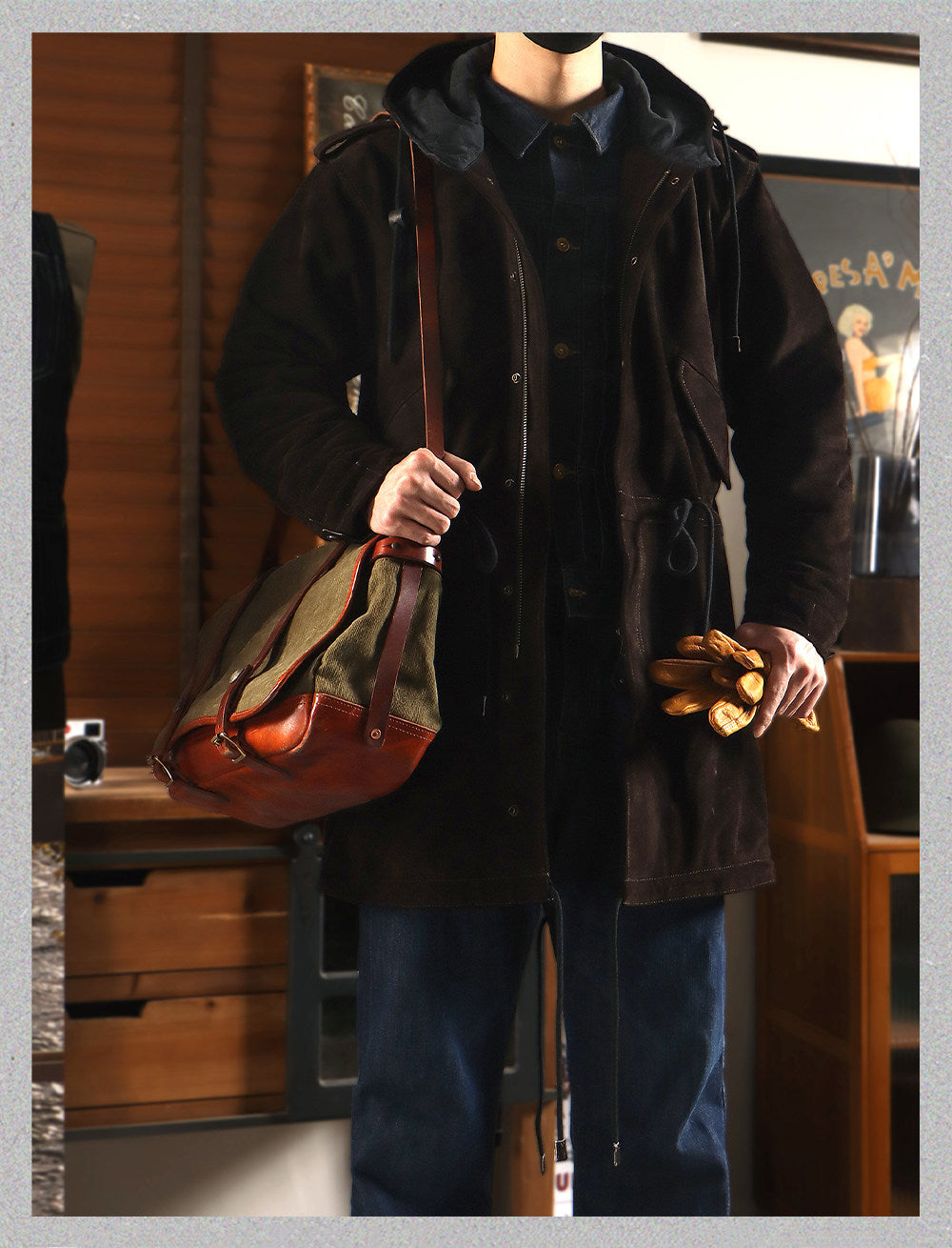 ▲ヴィンテージ復刻 イタリア産スウェードレザーM-51 フィッシュテイルコート▼ダークブラウン