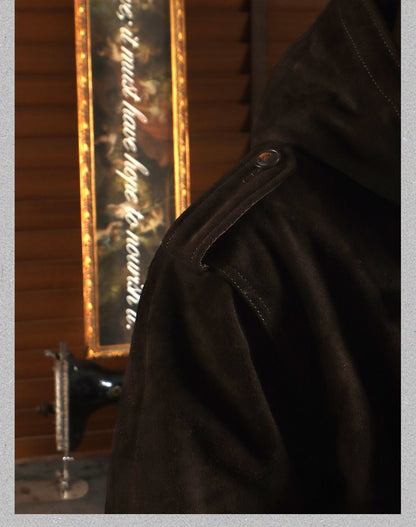 ▲ヴィンテージ復刻 イタリア産スウェードレザーM-51 フィッシュテイルコート▼ダークブラウン