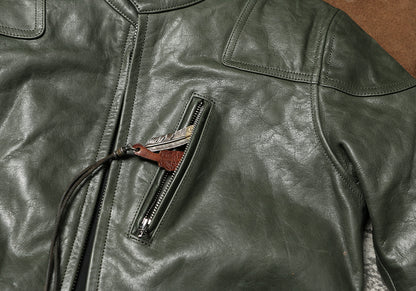 オイルカウレザー シングルライダース ジャケット M～4XL