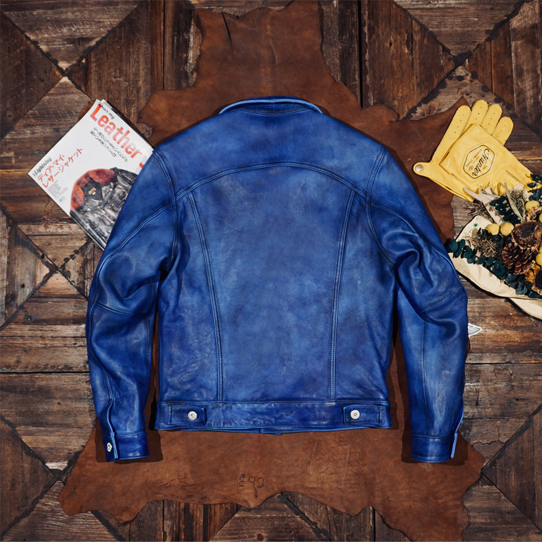 ★507 type3型 復刻モデル シープレザージャケット★ブルー S～4XL