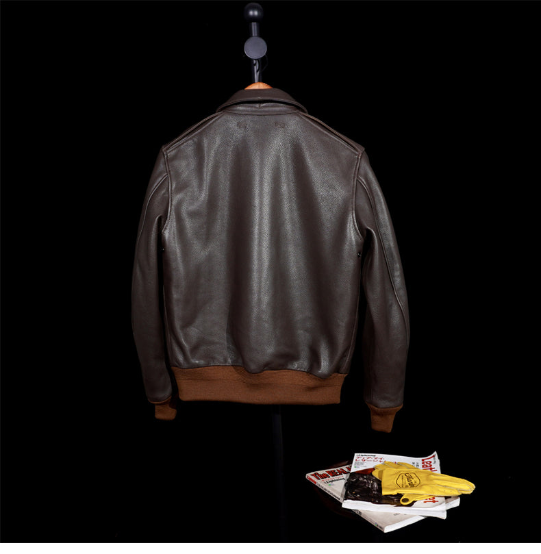 ▲ヴィンテージ復刻 茶芯シープレザー A-2ジャケット▼