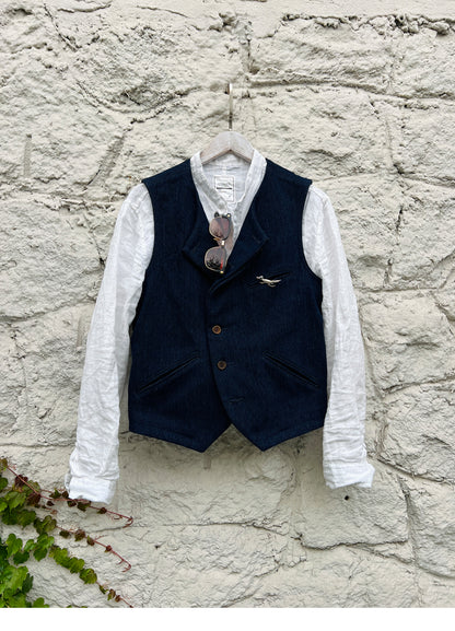 ◆刺し子地 藍染め ワークベスト S～4XL◆