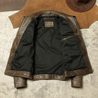 ✩カウレザー シングルライダースジャケット✩M～5XL