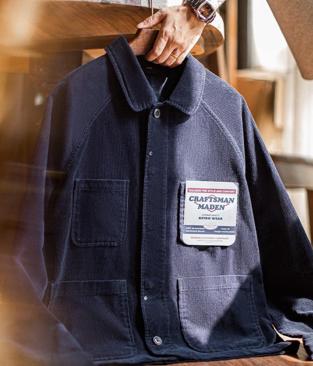 ◇コットン100% ネイビーコーデュロイ ラグランカバーオール ジャケット◇S～2XL