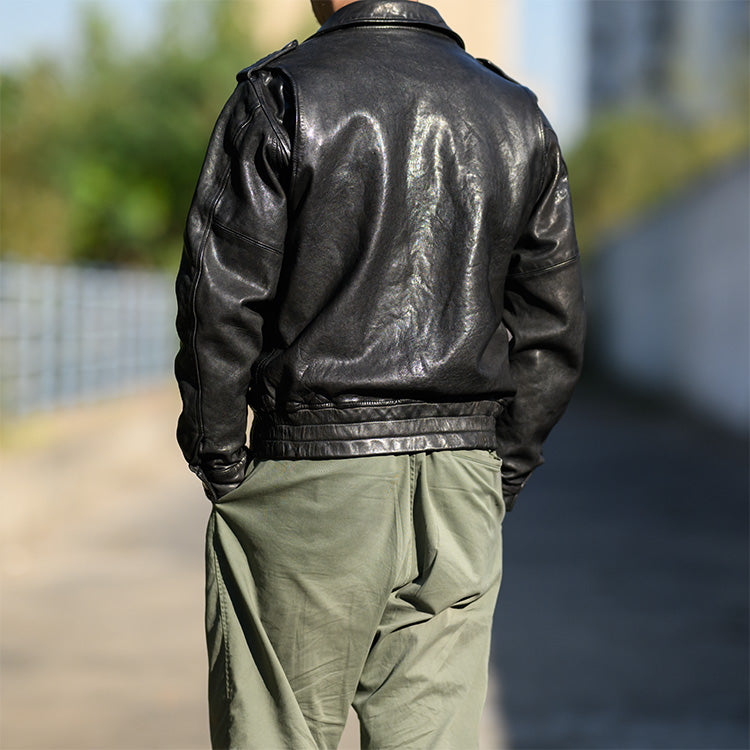 ★絶妙なヴィンテージ加工★植物タンニン鞣し シープレザー A-2ジャケット★M～2XL