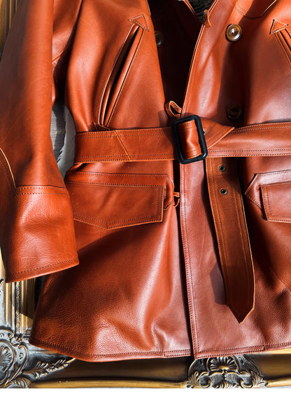 ★ナバホブランケット裏地★アメリカ産植物タンニン鞣しカウレザー×ムートン ランチコート★