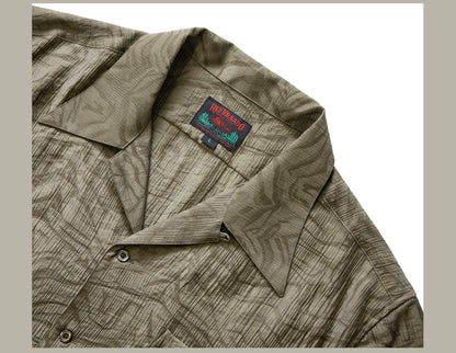 ２色展開△ジャガード 半袖 アロハシャツ▽S～3XL