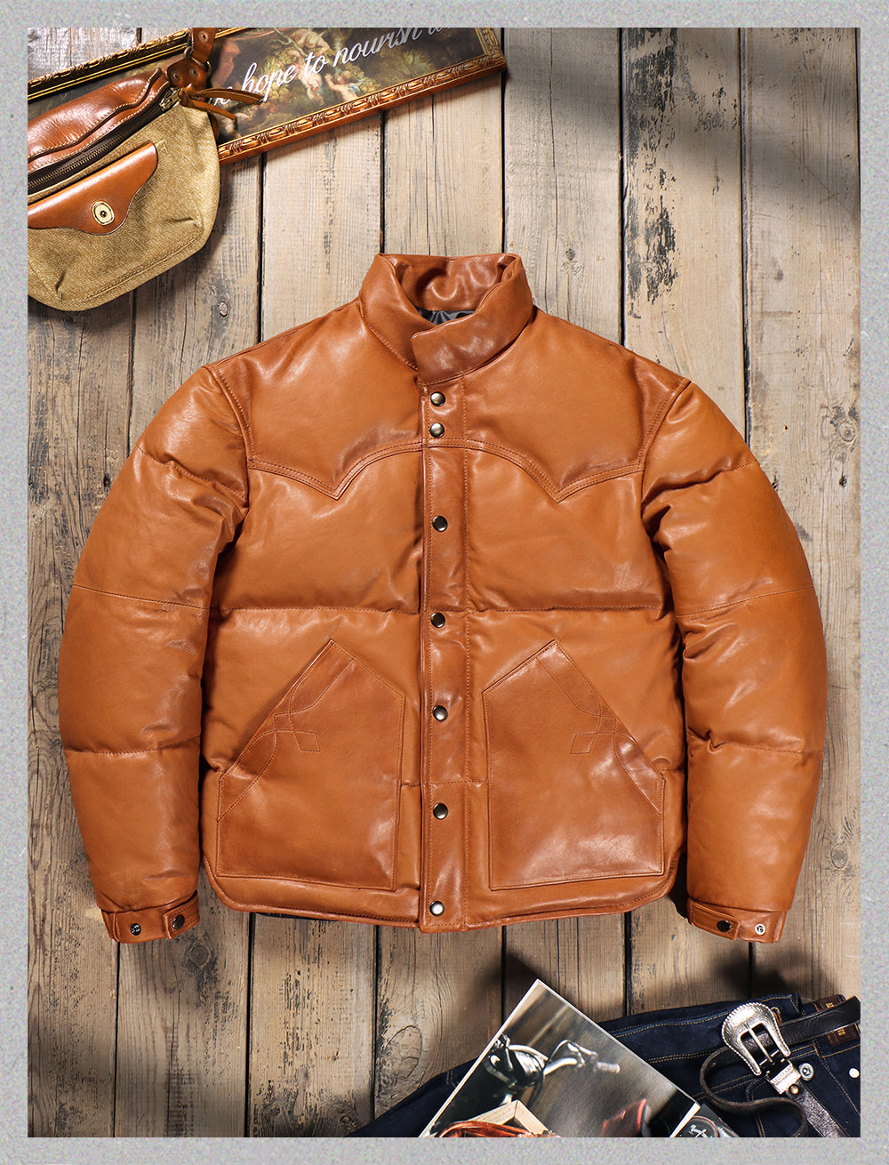 ◇シープレザーダウン ウエスタンステッチ ジャケット◇ S～5XL