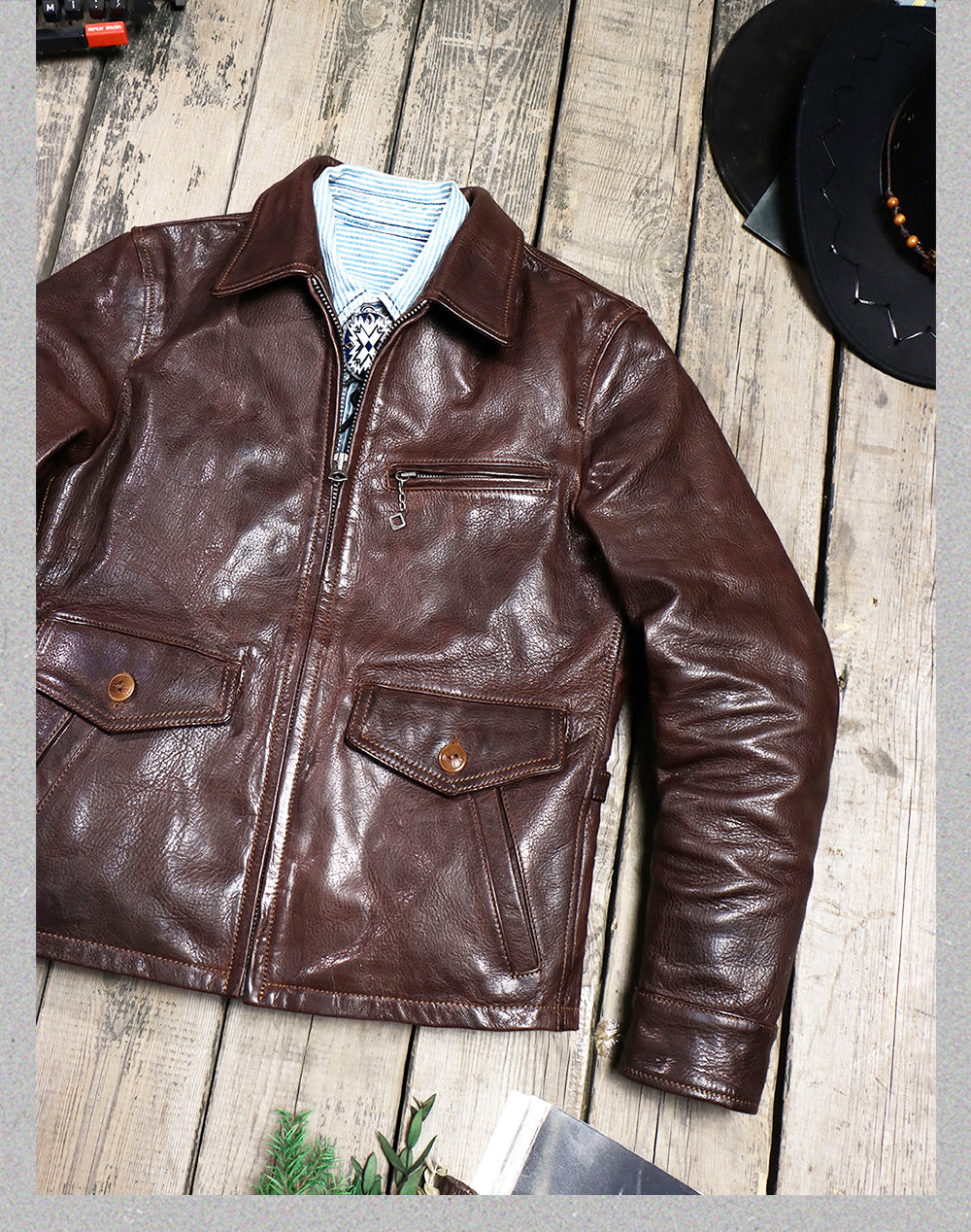 1930's VINTAGE復刻デザイン  植物タンニンなめし イタリア産ゴートレザー シングルライダースジャケット M～4XL