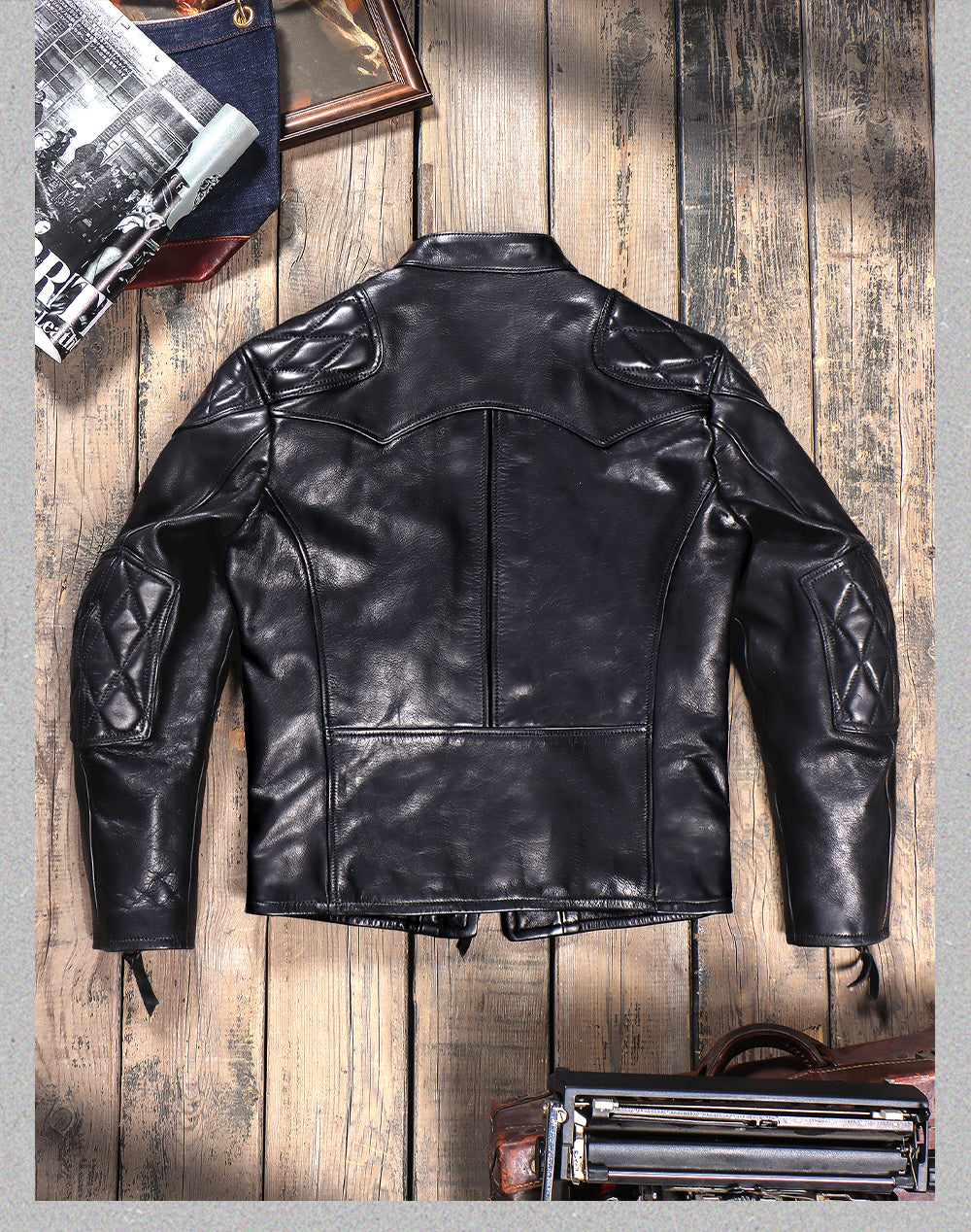 ▲ビンテージ復刻 植物タンニン鞣しカーフレザー ウォシャブル シングルライダース ジャケット▼S～5XL