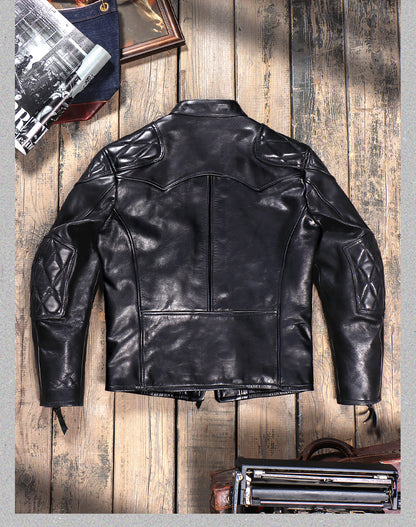 ▲ビンテージ復刻 植物タンニン鞣しカーフレザー ウォシャブル シングルライダース ジャケット▼S～5XL